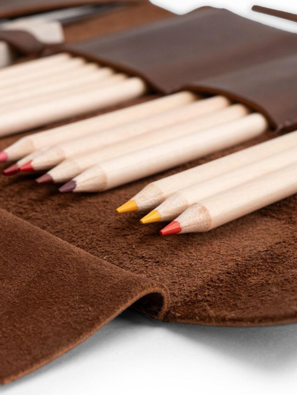 Rustic Leather Pencil Roll Pouch, Multi-Purpose Storage Wrap for Scissors, Earph - Picture 4 of 5